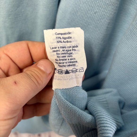 Lacoste Sweater Vest Mens 6 L Blue V-Neck Crocodile Logo Golf Preppy Academia - Picture 4 of 7